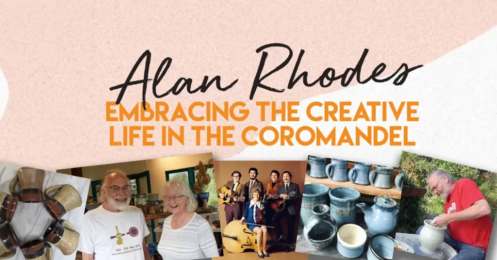 Alan Rhodes is a successful potter and musician, well liked and respected in the Coromandel