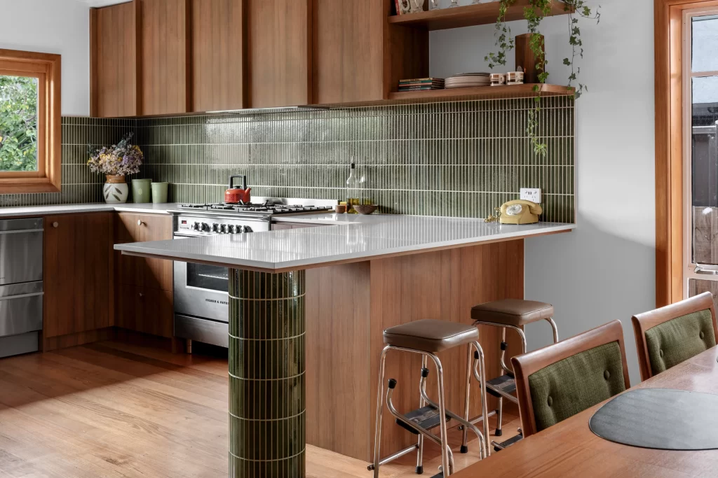 Green splashback tiles - Guthrie Bowron Whitianga